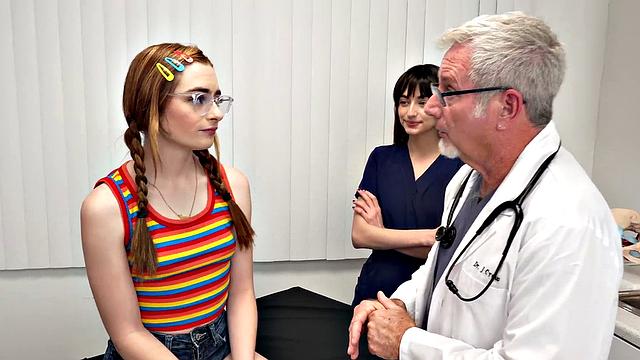 Breeding doc fucks 21yo redhead in front voyeur nurse