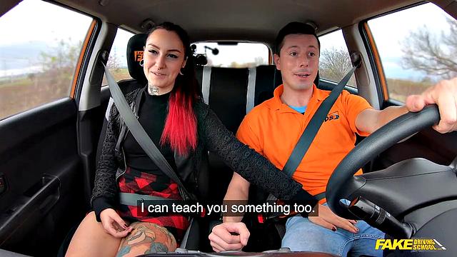 Tattooed Babe Smokes Instructor's Cock