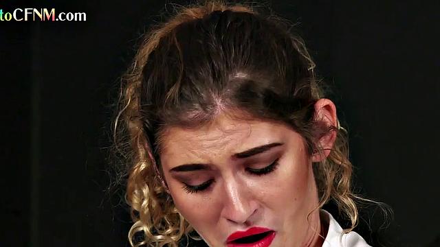 CFNM border control lady sucks hubby with her in 3some