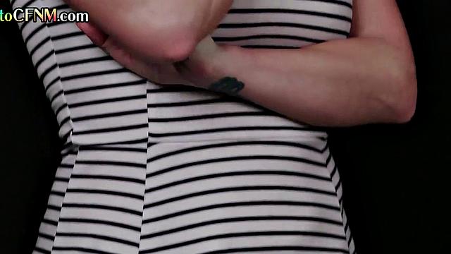 CFNM border control lady sucks hubby with her in 3some