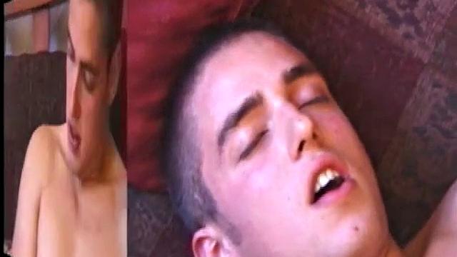 Shane and Mica start on the sofa, Mica sucking Shane's dick. Shane blows a big load covering Mica's face. Shane then sucks Mica's cock with his pierced tongue.