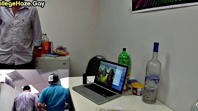 College guys fucked in fraternity orgy in dormitory.