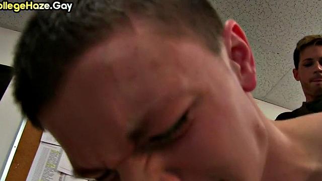 College guys fucked in fraternity orgy in dormitory.