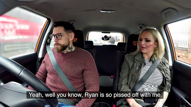 Busty tattooed MILF publicly pussyfucked outdoor in the car