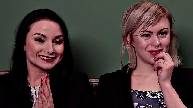 Bound booty babe dominated in threesome with facial