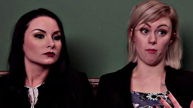 Bound booty babe dominated in threesome with facial