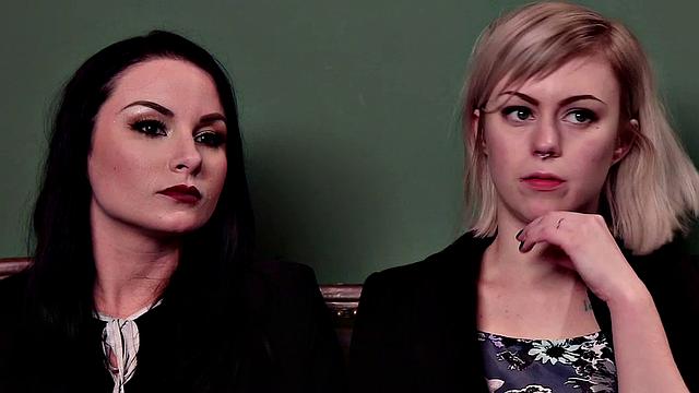 Bound booty babe dominated in threesome with facial