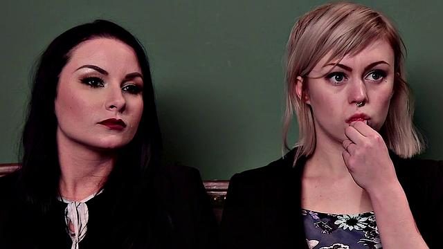 Bound booty babe dominated in threesome with facial