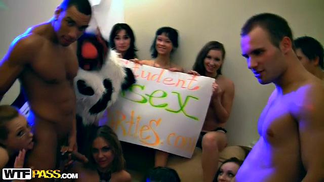 Naked teen chicks drink and party sex