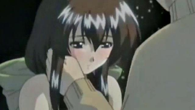 Brunette hottie gets drenched in cum after riding hard in anime bondage