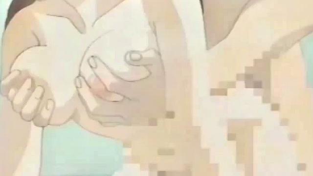 Brunette hottie gets drenched in cum after riding hard in anime bondage