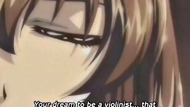 Brunette hottie gets drenched in cum after riding hard in anime bondage