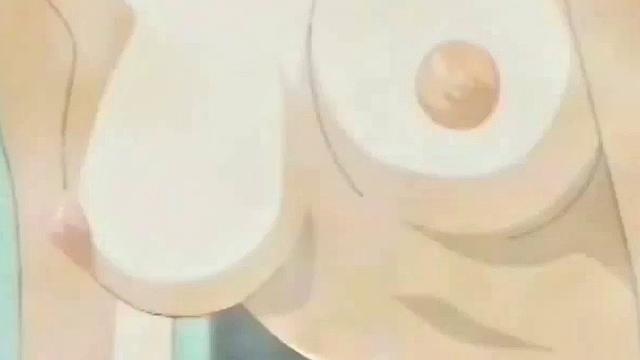 Brunette hottie gets drenched in cum after riding hard in anime bondage