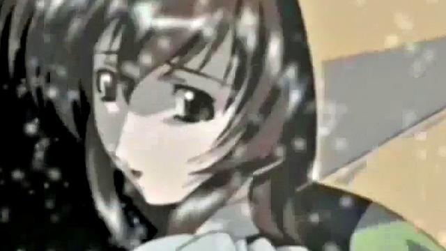 Brunette hottie gets drenched in cum after riding hard in anime bondage