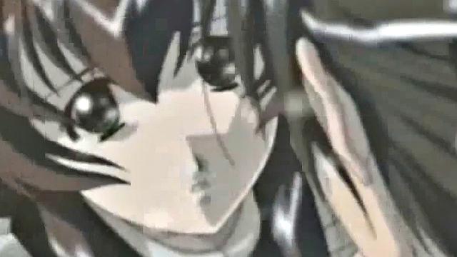 Brunette hottie gets drenched in cum after riding hard in anime bondage