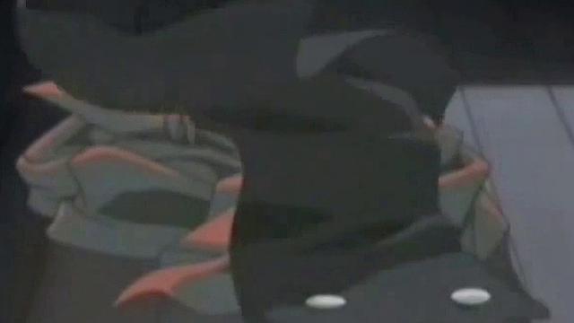 Brunette hottie gets drenched in cum after riding hard in anime bondage