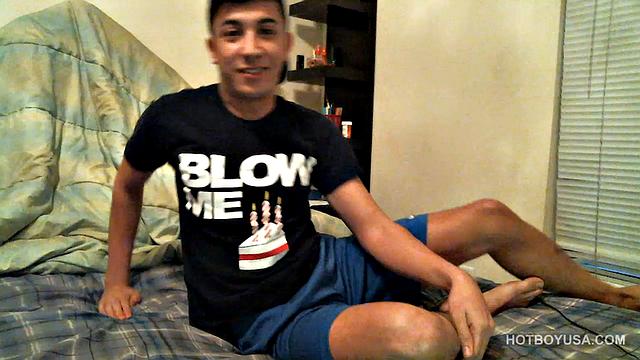 Latin Twink Strokes Cock