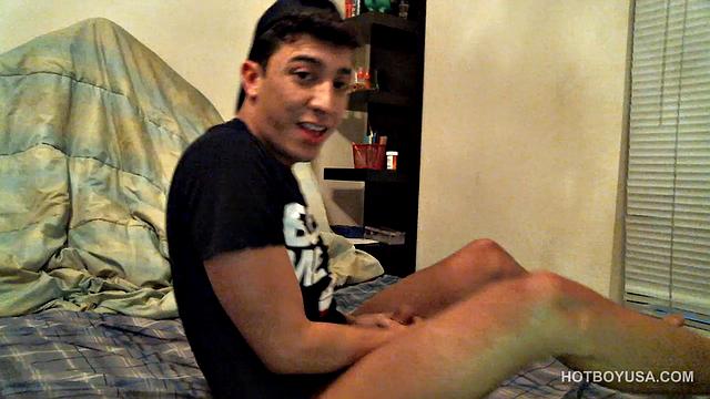 Latin Twink Strokes Cock