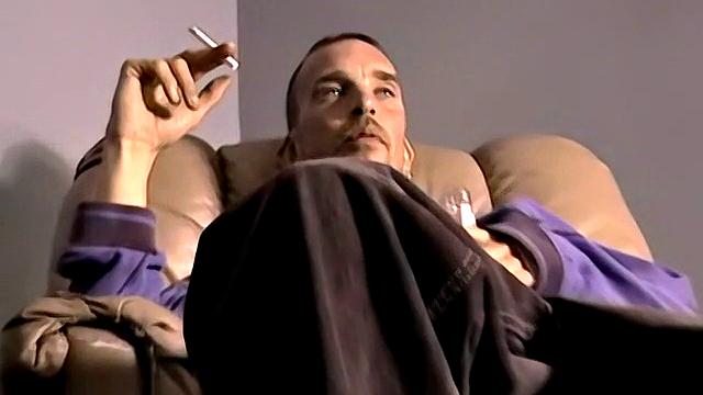 Ryan strokes his hairy cock for the camera