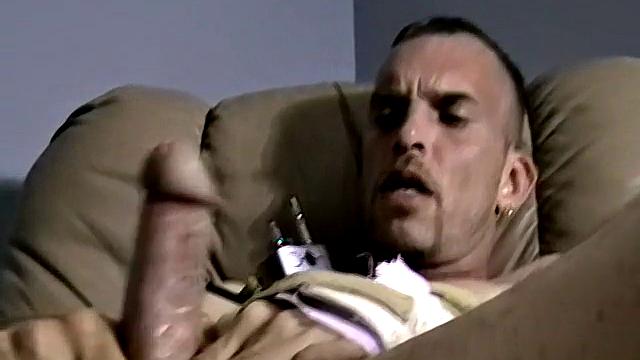 Ryan strokes his hairy cock for the camera