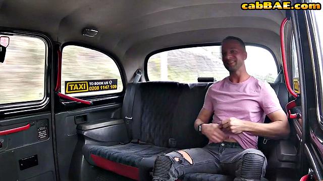 Hot taxi babe enjoys cock bouncing