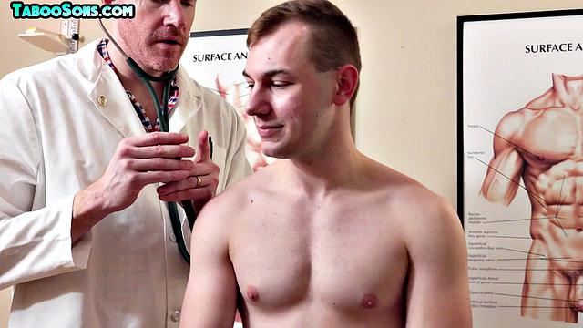 Horny twink assfucked by DILFs in threesome