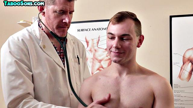 Horny twink assfucked by DILFs in threesome