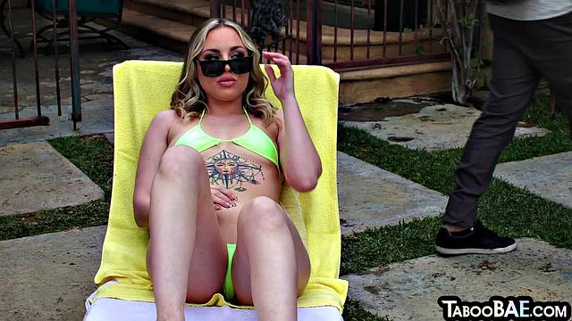 Blonde ink babe drilled by her lover