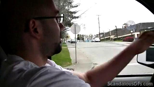 Hot Girlfriend Flashes While Boyfriend Is Driving