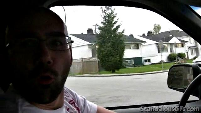 Hot Girlfriend Flashes While Boyfriend Is Driving