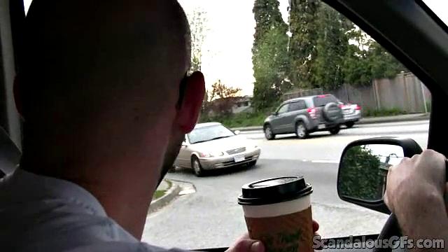 Hot Girlfriend Flashes While Boyfriend Is Driving