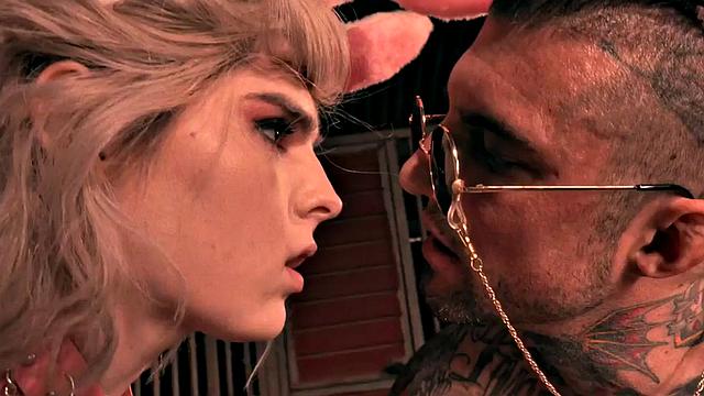 Tgirl submissives sucking dom in erotic threesome