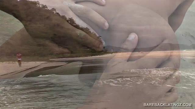 Latin Exhibitionist Bareback Beach Fun