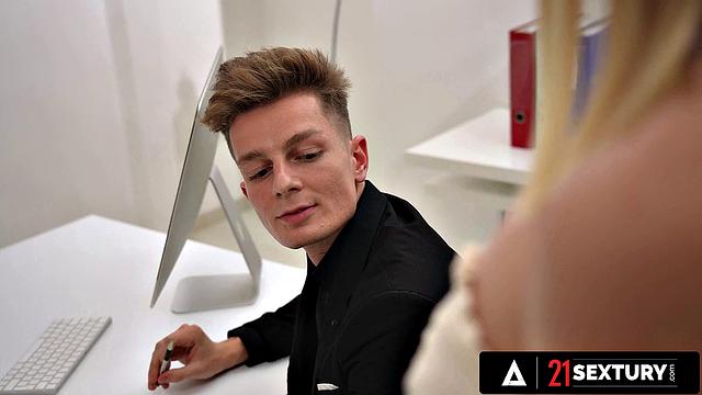 21 SEXTURY - Sexy Secretary Angelika's Coffee Leads to Double Pounding