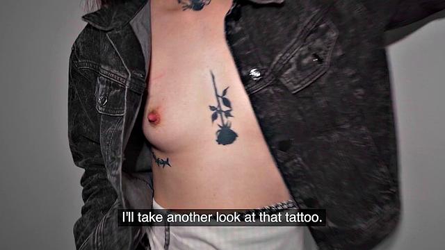 Tattooed cleaning lady fucks her rich boss while getting her trimmed pussy pounded in reverse cowgirl