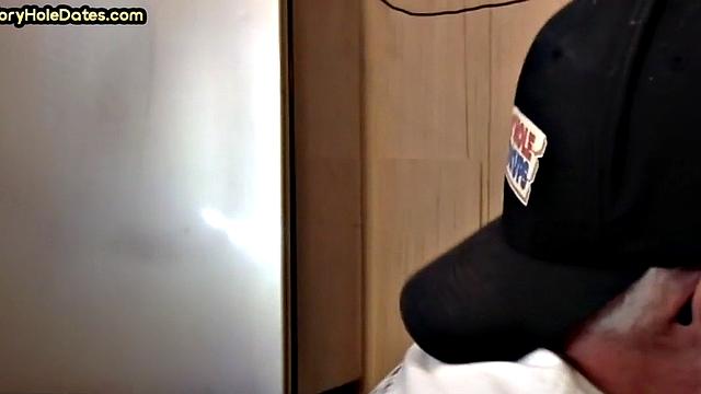 Gloryhole DILF gets fucked in bareback loving ass at home