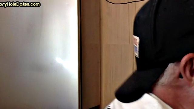 Gloryhole DILF gets fucked in bareback loving ass at home