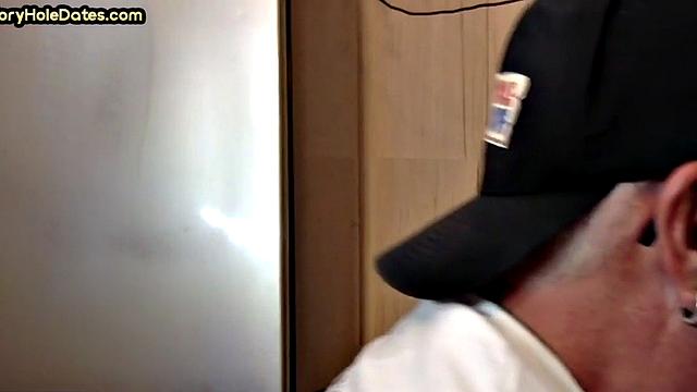 Gloryhole DILF gets fucked in bareback loving ass at home