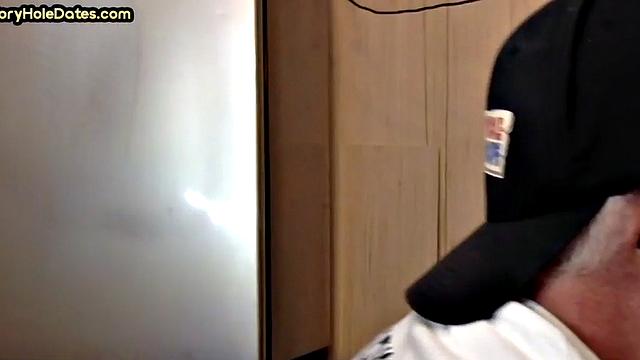 Gloryhole DILF gets fucked in bareback loving ass at home