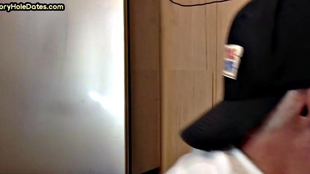 Gloryhole DILF gets fucked in bareback loving ass at home