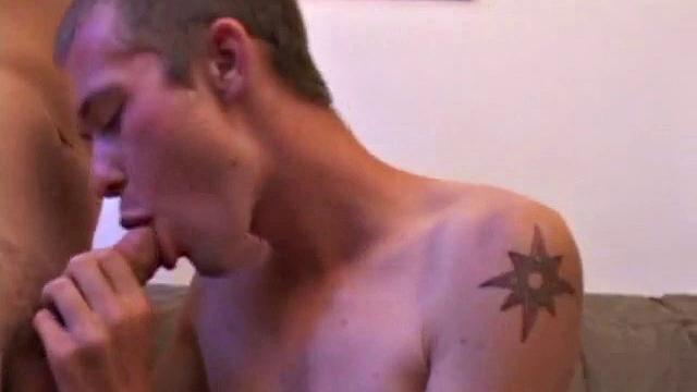 Gunner Raines and Tommy Nolan chill on the sofa, watching some porn. After stripping down, Tommy sucks on Gunner's dick, and then Gunner returns the favor.