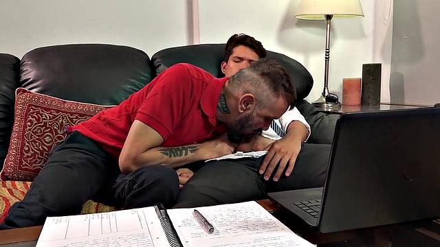 Athletic college top breeds inked after dick sucked