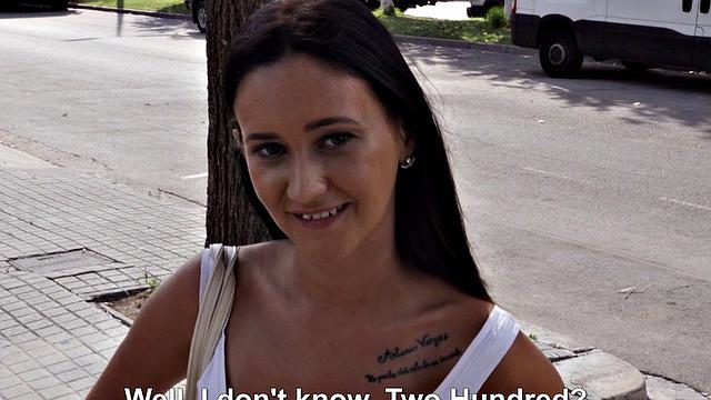 A tattooed Latina with big tits take a sneaky street pounding in reverse cowgirl POV