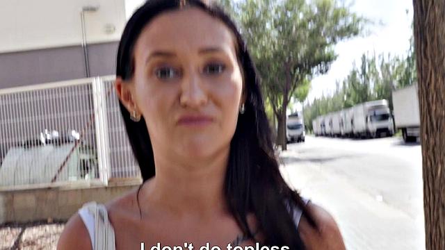 A tattooed Latina with big tits take a sneaky street pounding in reverse cowgirl POV