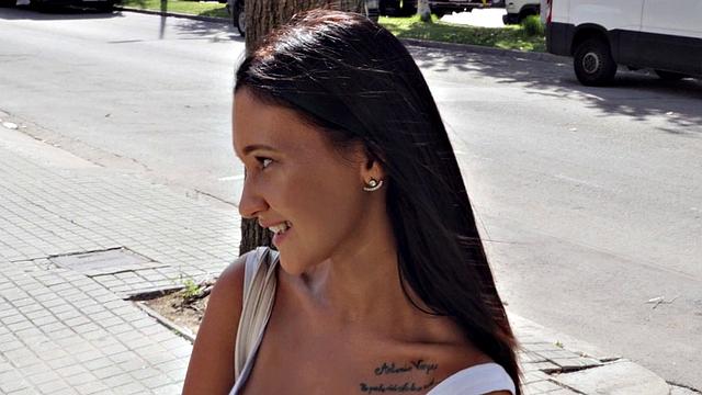 A tattooed Latina with big tits take a sneaky street pounding in reverse cowgirl POV