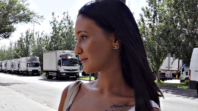 A tattooed Latina with big tits take a sneaky street pounding in reverse cowgirl POV