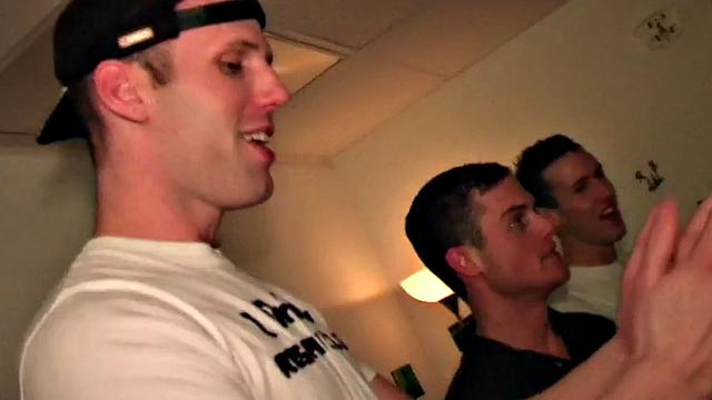 Hazed college stud assfucked in dorm 3some for fraternity