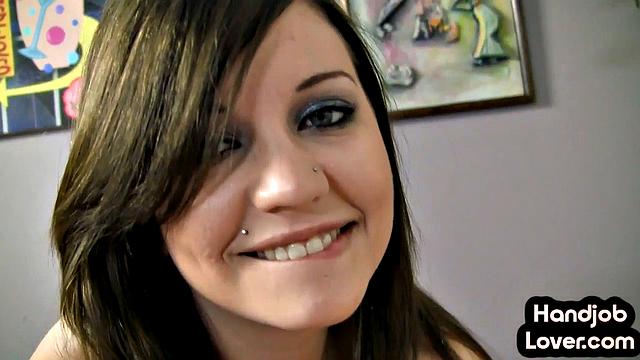 POV Cute babe teasing huge cock