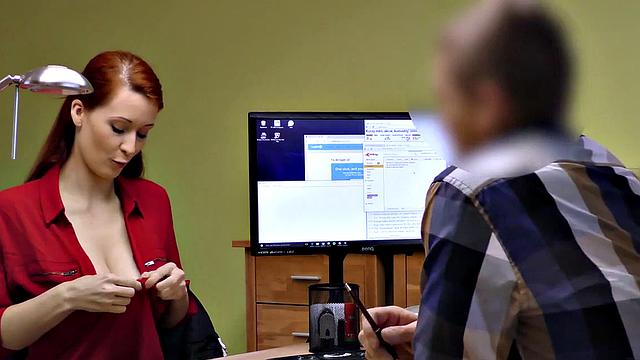 Czech redhead in high heels gives a sloppy blowjob & fucks hard for loan