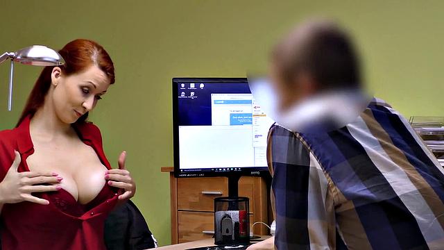 Czech redhead in high heels gives a sloppy blowjob & fucks hard for loan